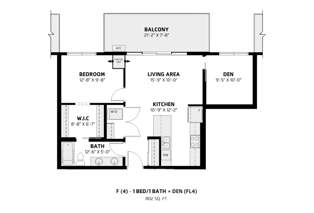 F 4 1 Bed 1 Bath + Den Fl4 IB
