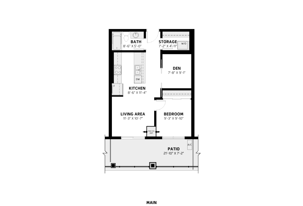 LesJardin 1590x1080 Web Floorplans A 1 1 Bed 1 Bath + Den Fl1 v3
