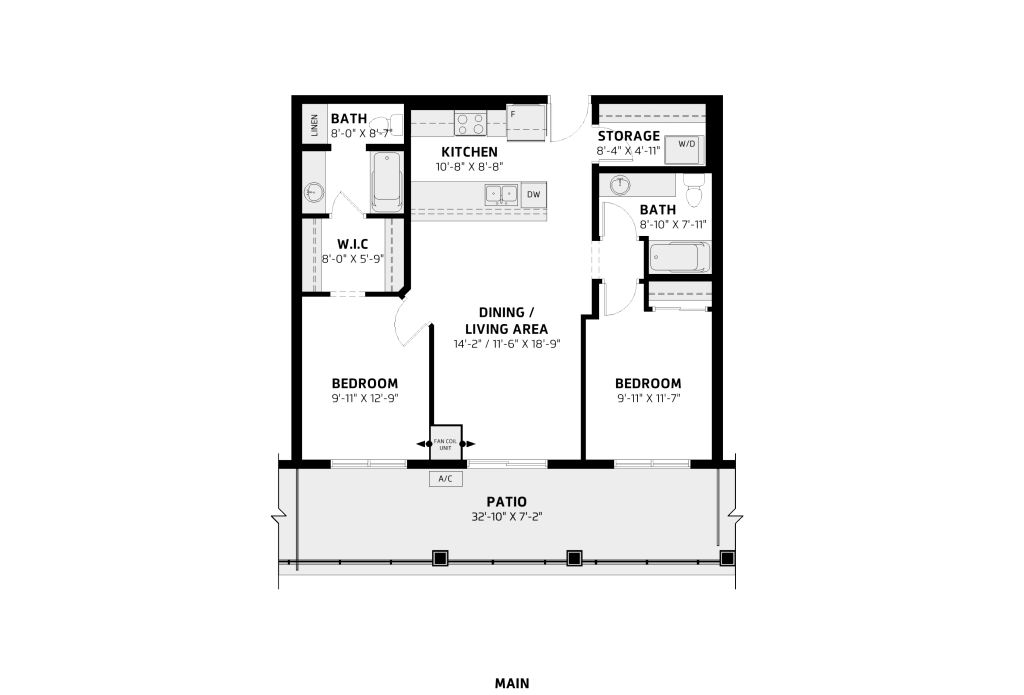 LesJardin 1590x1080 Web Floorplans C (1)   2 Bed 2 Bath (Fl1)