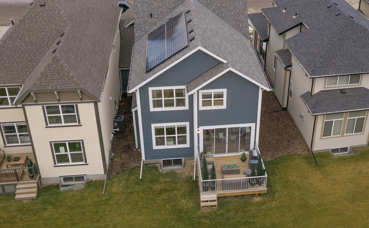 Solar panels on a house roof